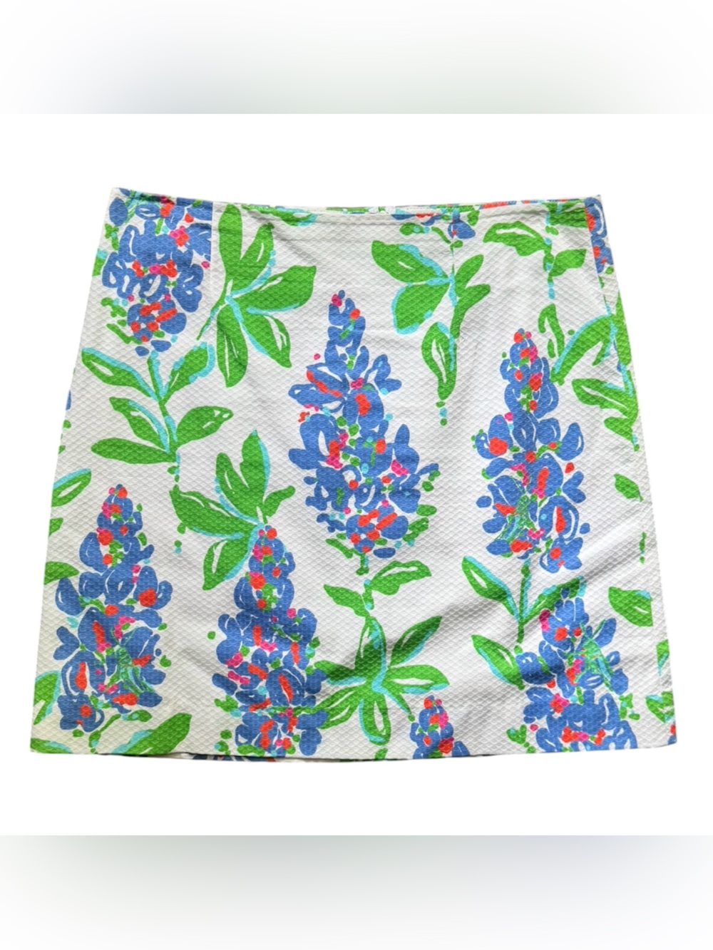 Lilly Pulitzer White Mini Skirt with Blue and Green Floral Print 616